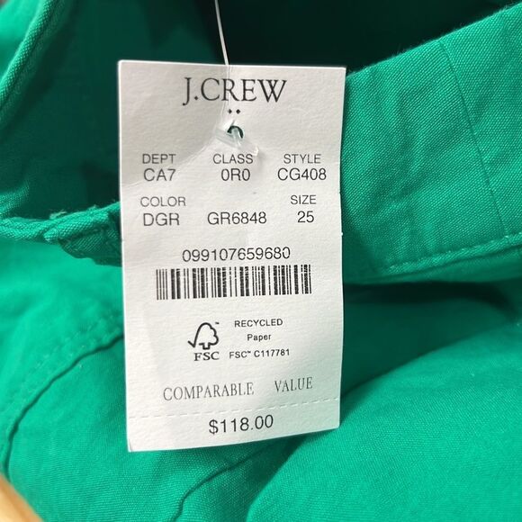 J. Crew Factory CG408 Green High-rise Wide-leg Cropped Pant For Women  size 25 - Picture 6 of 11